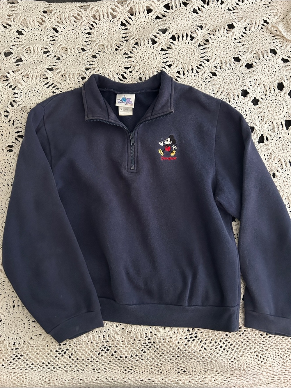 Disney Navy Blue Mickey Mouse Quarter-Zip Sweatshirt Women’s Size Medium